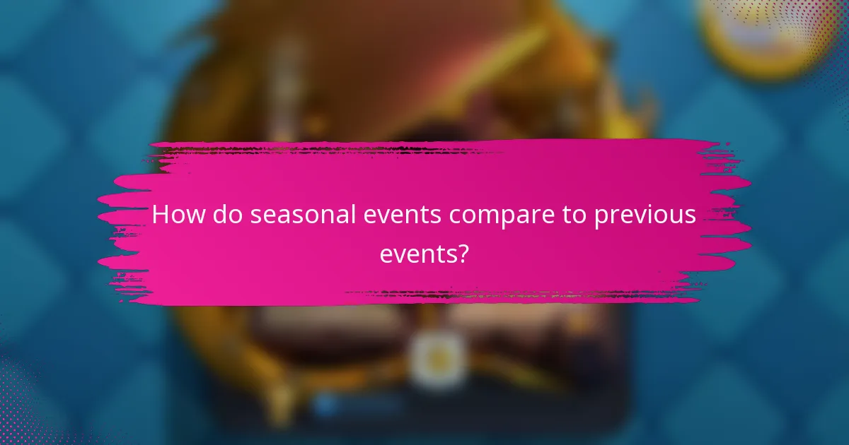 How do seasonal events compare to previous events?